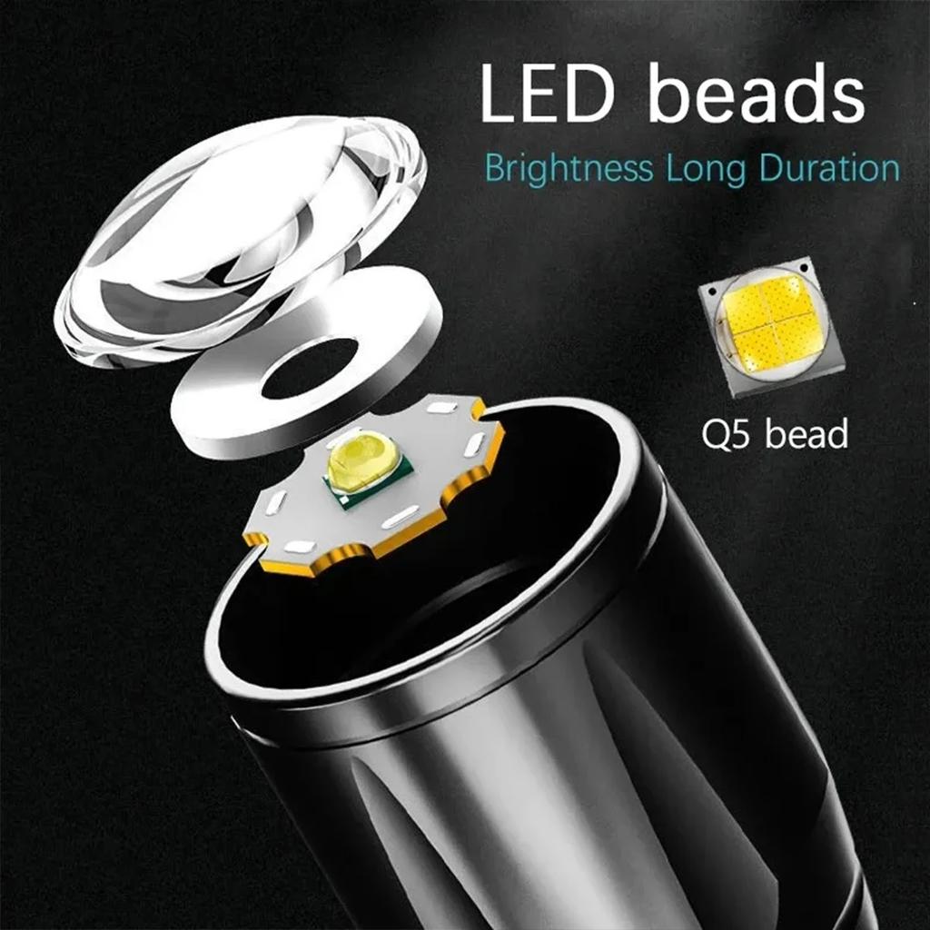 500LM Ultra Bright Mini LED Flashlight USB C Rechargeable COB Zoomable Focus Torch PenClip Camping Emergency Light