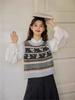 1011 autumn and winter new pure wool knitted vest women's round neck pullover color matching Fair Island jacquard base vest