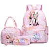 3Pcs/set Cartoon Kpop Printed Backpack with Handbag Pencil Case for Teenager Student Girl Boy Bookbag Schoolbag Women Large Capacity Travel Bag