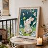 5D Frameless Pearl Painting Rabbit and Flower Diy Handmade Sticky Diamond Creative Canvas Art Painting Bedroom Decoration Living Room Hanging Painting