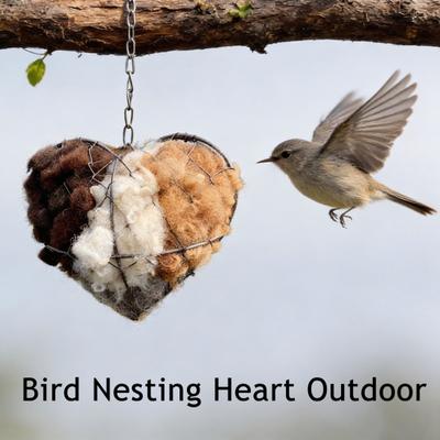 Handmade Fiber Bird Nesting Heart Winter Tree Shelter for Wild Birds Outside Bird Nest Material Holder for Garden Art Birdhouse Hummingbird House