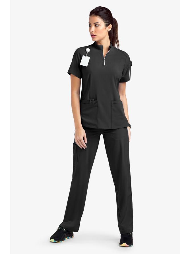 Quick-Dry Short-Sleeve Zipper Gown for Beauty Salon/Hospital Nurses with Casual Stand-Up Collar