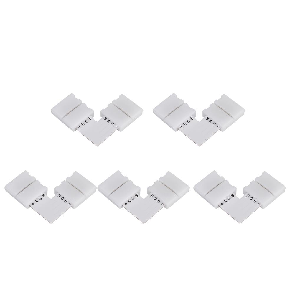LED RGB Strip Connector 4 Pin L Shape Adapter Connectors for 5050 Lights Wall Corner Compatible with 10mm Strip Pack of 5
