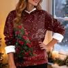 Women's Casual Fashion Plus Velvet Thickened Christmas Print Hooded Sweatshirt