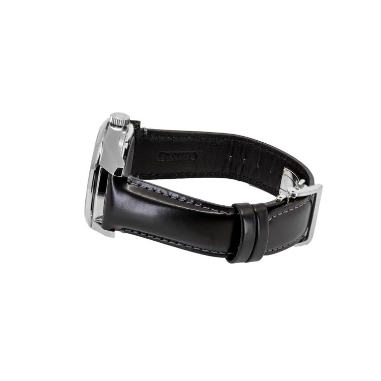 Seiko Mechanical Movement Genuine Leather Strap Watch Unisex Black Dial SPB231J1 SPB231J1