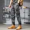 Trendmarke Mehrfach-Taschen Latzhose Herren gebundene Füße lässige lockere Hose Herren High-End blau Sport Herrenhose