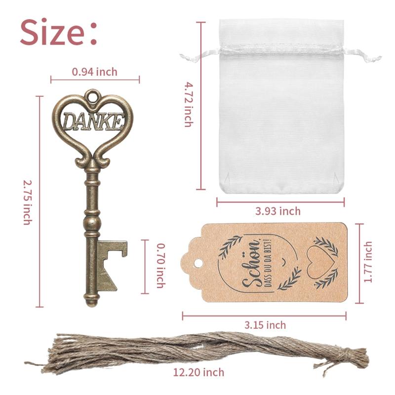 Hochzeit für Schlüssel-Flaschenöffner 50er Pack mit Wunsch-Anhänger Hanfseilen für Geschäftstreffen Brautparty Hochzeitsdankes-Geschenk
