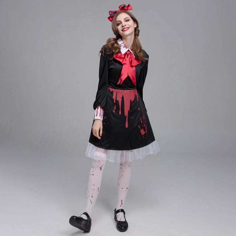Halloween Horror Maid Costume Bloody Zombie Vampire Dress Cosplay Party Outfit Women 2025