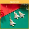 Christmas Tree Long Earrings Pendant Set With Geometric Alloy Design For Festive Party Wear