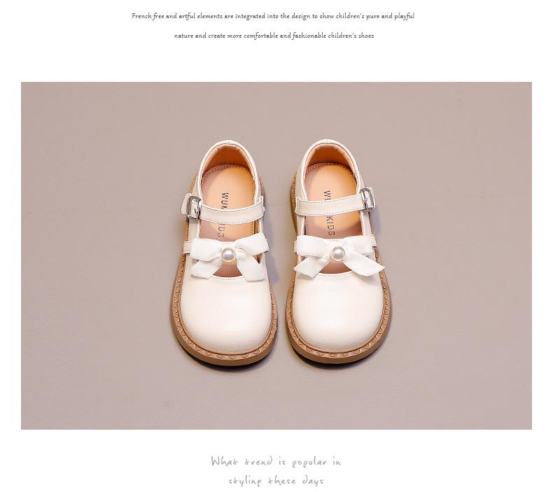 Wuma Mädchen Perlen Schleife Prinzessin Lederschuhe, Frühling/Herbst 2025
