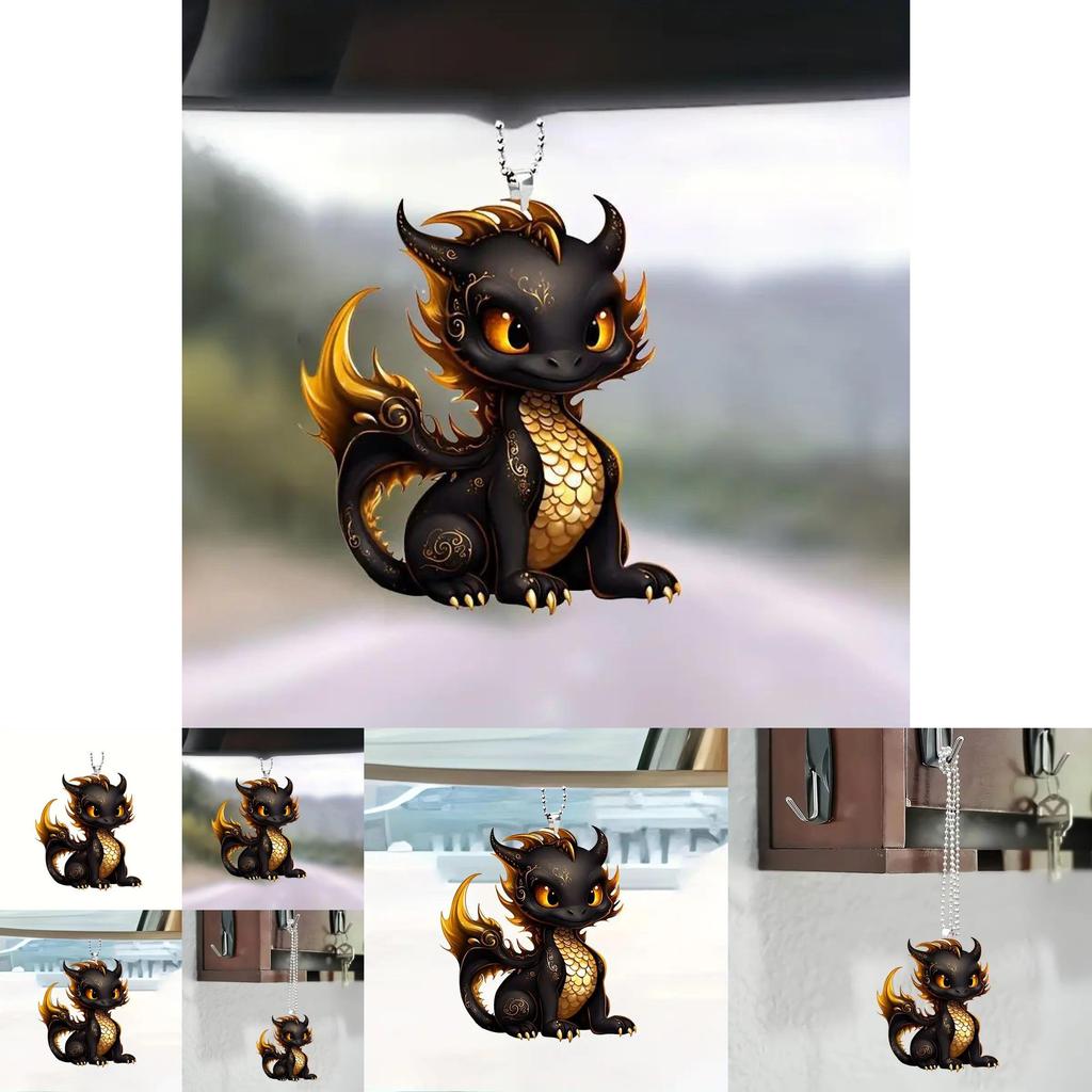 Stylish Black Dragon Acrylic Car Hanging Ornament For Trendy Interior Decor
