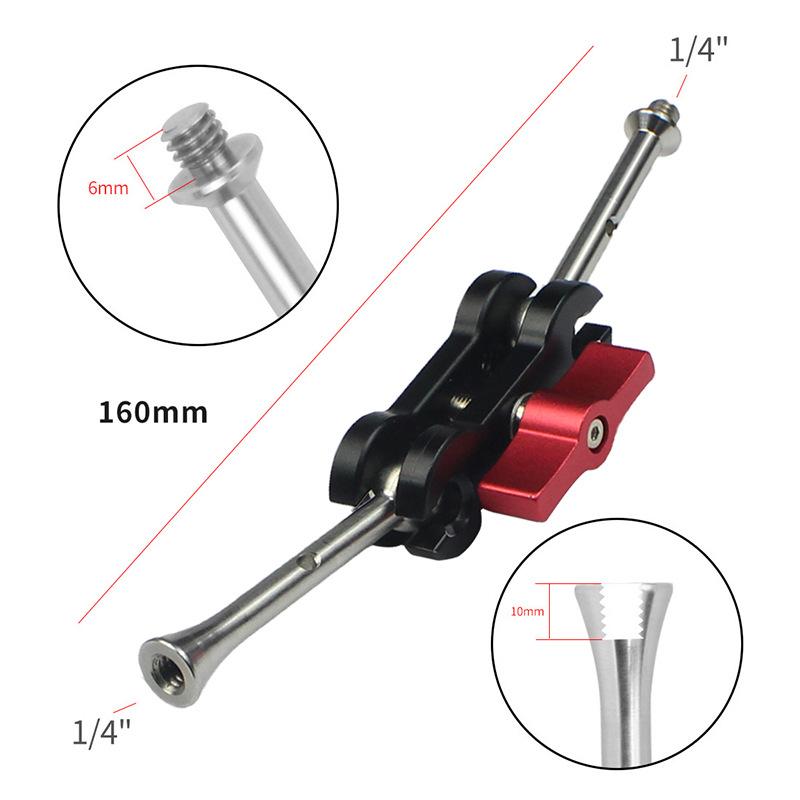 Brand New Articulating Magic Arm Dual Ballhead 1/4" Screw for DSLR Camera DV Monitor LED Video Light Tripod Live Hotshoe Bracket