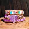 Romantic Violet Heart-shaped Amethyst Bracelet, Three-layered Hand-woven Design, Perfect for Parties and Travel, the Best Gift for Both Men and Women.