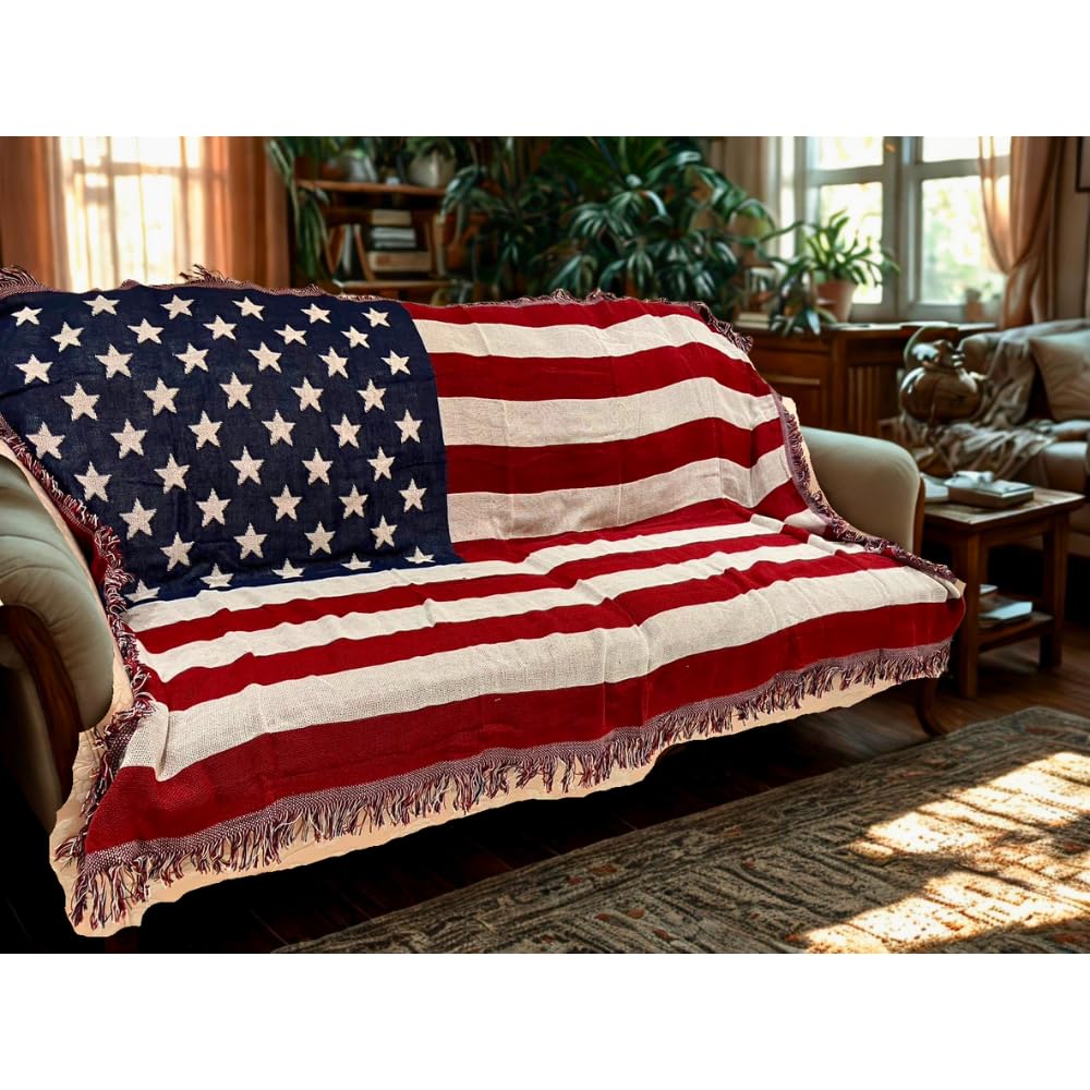 Tropchou European Style Sofa Bed Cotton Reversible and Stripes Cover, Tablecloth, Blanket, Material, (Stars Pattern)
