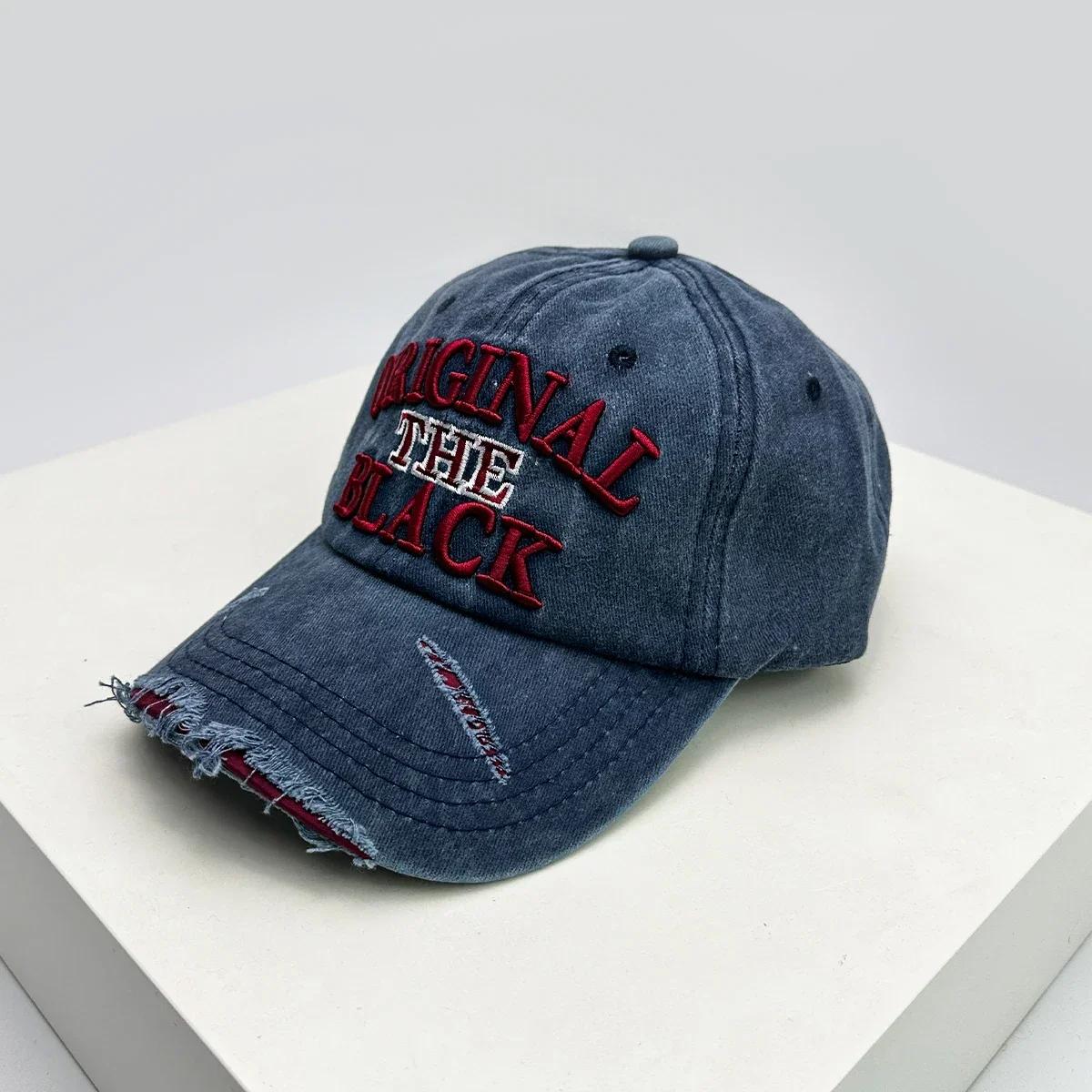 

New Unisex Embroidered Letters Retro Baseball Hats Sunshade Broken Style Versatile Personal Peaked Caps Fashion Distress Street 52-60cm