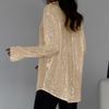 2026 Sexy Sequin Sparkle Lapel Single-Breasted Long Sleeve Women's Shirt