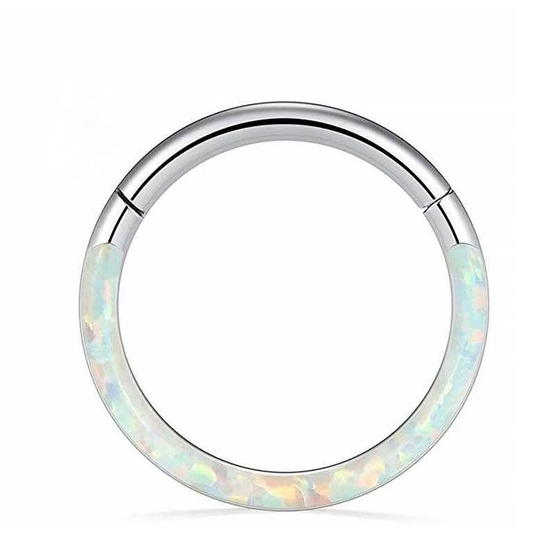 Neuer Stahl Septum Piercing Nasenring 8-10mm Opal Scharnier Segment Clicker Ohrknorpel Ohrringe Helix Lippenpiercing Körperschmuck