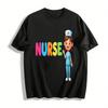 Cute Nurse Print Casual Tops Fun Medical Theme Tees For Kids Adults Pure Cotton T-shirt