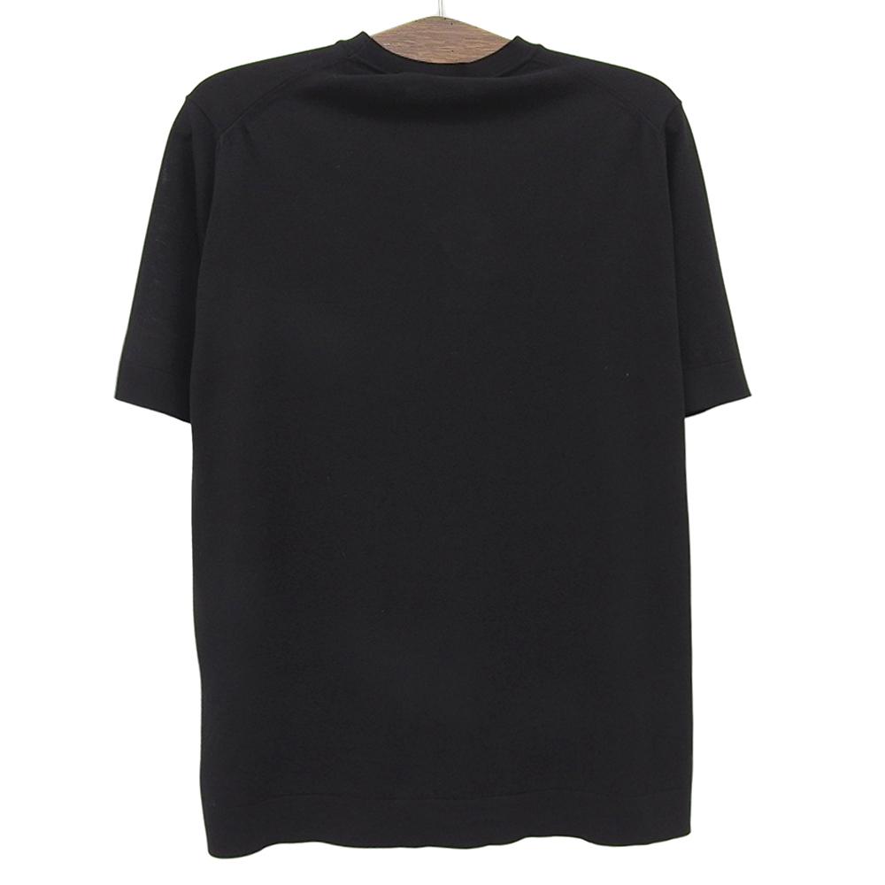 FILIPPO DE LAURENTIIS Unused Crepe Cotton Crew Neck Knit T-Shirt, Black, Size 50, 4110-TSOMC11 tops 50 blackUsed