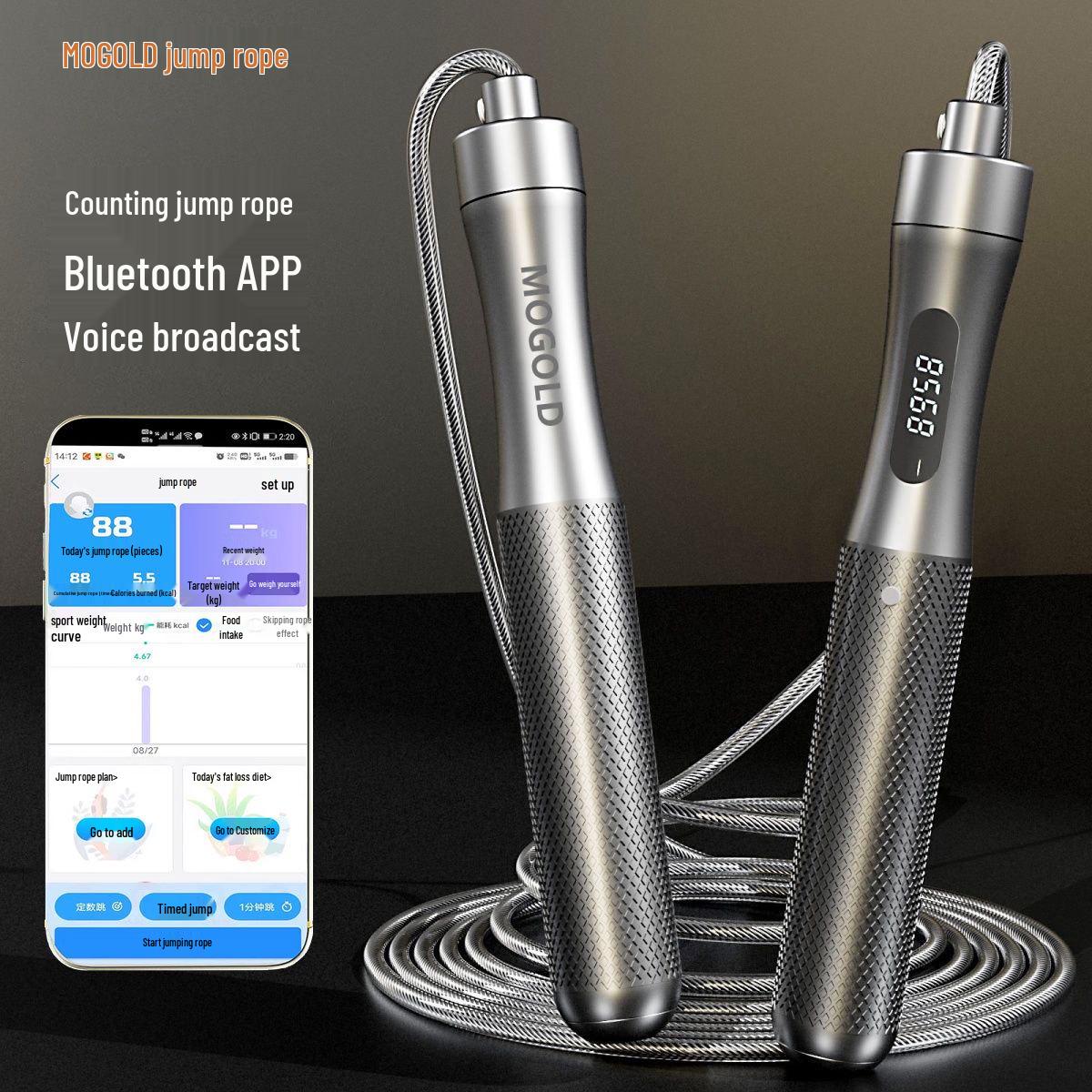 

MOGOLD Сталевий скакалка 4.0, Ручка зі сплаву, Перезаряджувана, Тренування для фітнесу та спалювання жиру, що викликає потовиділення.