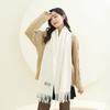 Wool Scarf Women's Winter High-end Cashmere Scarf Versatile Pure White Scarf Autumn and Winter Men's Scarf