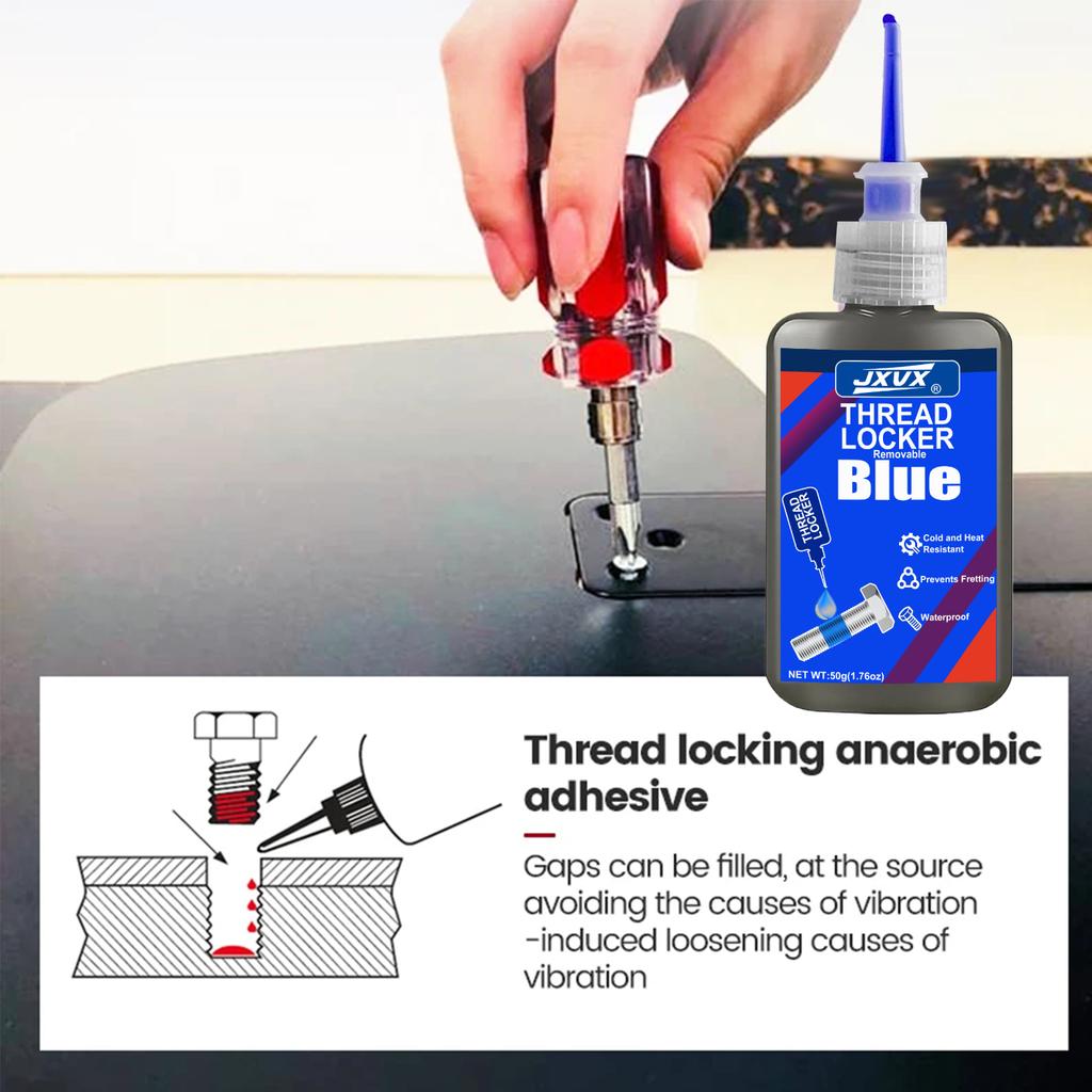 50g Threadlocker Anaerobic Glue Blue Medium Strength Automotive-grade LockerThread for Metal Fasteners Nuts Bolts To Against Losening Lock Tight Seal