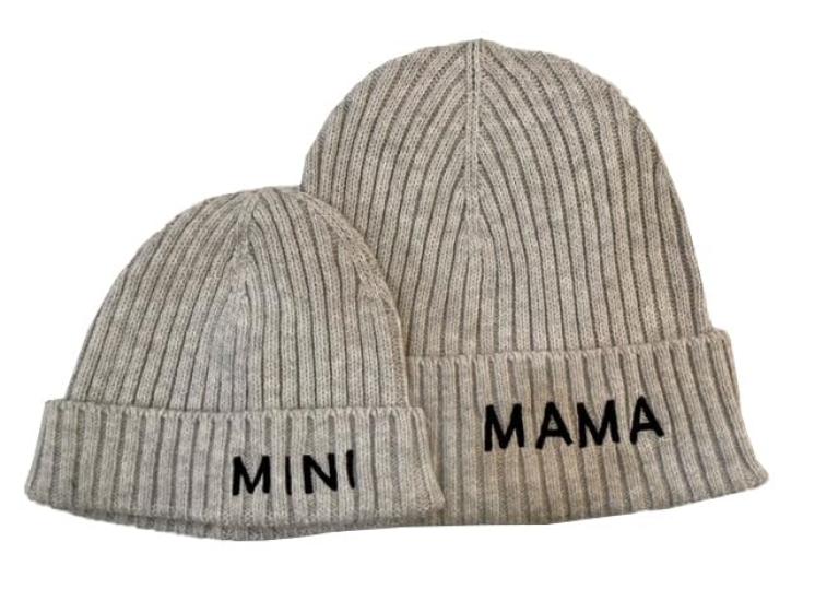 

[Серафин] Шапка Мама и Мини Вязаный Набор Шапок REMI Женская REMI Серая