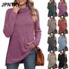 JPNTKY Women's Fashion Casual Solid Color Print Long Sleeve Blouses & Shirts
