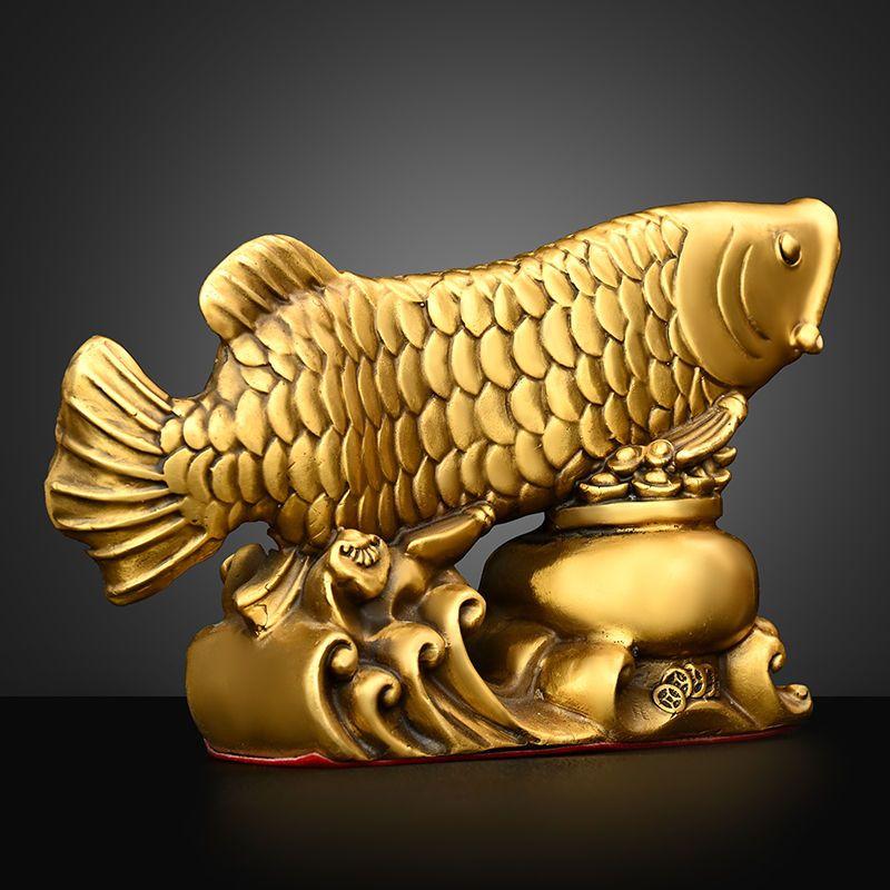 Fengshui Ornament z czystej miedzi Ryba Złota Ryba Smocza Miska Skarbów Salon Biuro Biurko Maskotka Bogactwa Dekoracja
