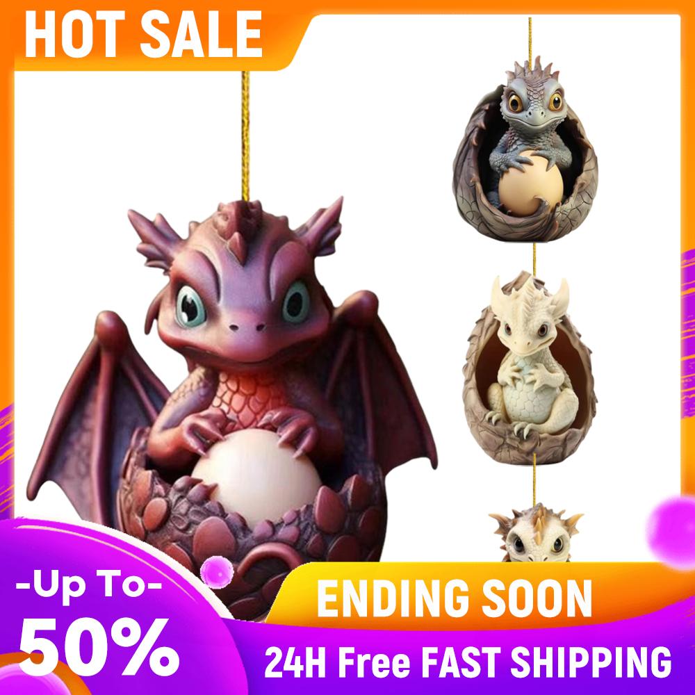 Christmas Dragon Egg Tree Pendant Novelty Hanging Ornament Cute Dragon Egg Decoration Acrylic for Home and Car Decoration