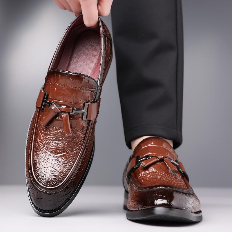 Fashion Designer New Gentleman Crocodile Pattern Business Casual Shoes For Men's Formal Wedding Dress Homecoming Footwear Zapatos Hombre