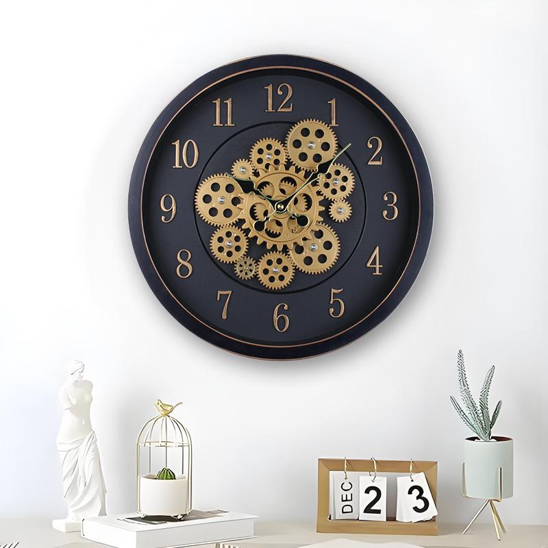 Industrial Retro Gear Wall Clock Old Craft Rotating Running Gear Clock Living Room Bedroom Wall Decoration Clock