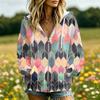 Women's Floral Print Long Sleeve Hooded Jacket with Pockets and for Casual Daily Wear