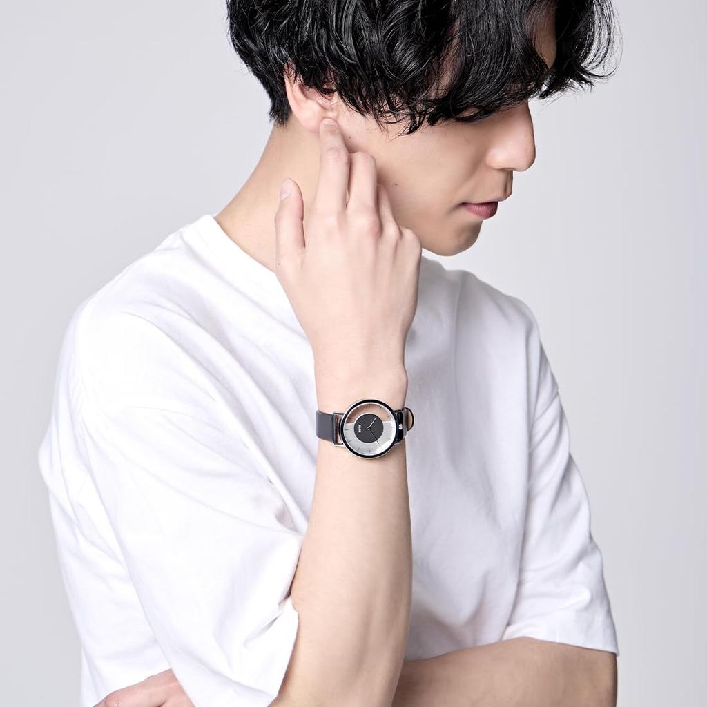 Klon Invisible Overlapping Circle Shapes 38mm x Skeleton Watches for Men and Simple Design with Interchangeable Straps (Black White) Women, Clear,