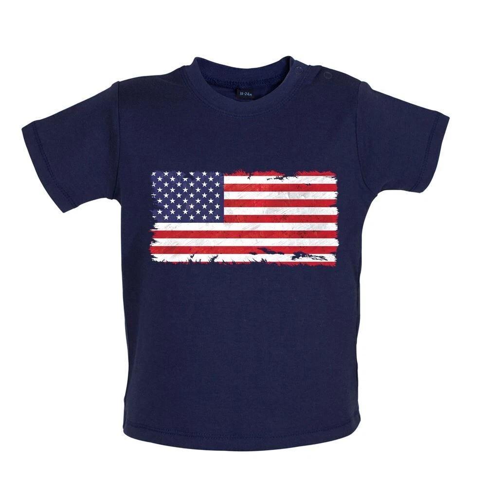 USA Grunge Style Flag - Baby Kids Boys Girls Unisex T-Shirt / Babygrow - United States America Trump 160