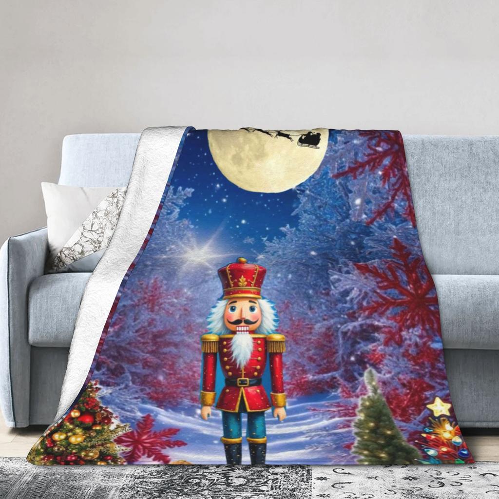 Christmas Nutcracker Flannel Blankets Spring  Soft Throw Blanket for Girls Boys Living Room Print Bedspread Sofa Bed Cover