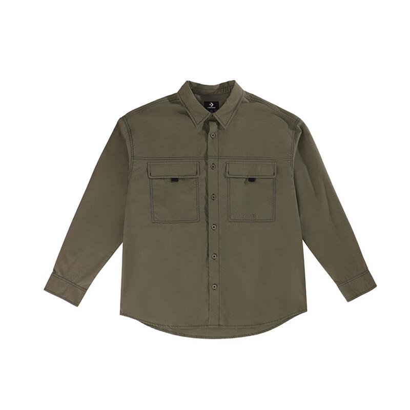 Converse Men s Breathable Casual Long Sleeve Shirt L армия зеленый