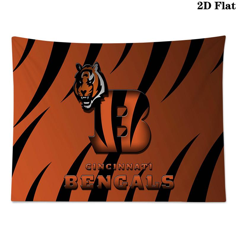 Cincinnati Bengals Logo Wall Tapestry Aesthetic Wall Hanging Printed Fabric Blanket Decorative Tapestries for Bedroom Living Room Home Decor