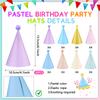 Pastel Birthday Party Hats For Kids Glitter Powder Rainbow Cone Kids Hats Pastel Rainbow Themed Paper Ha-Ts