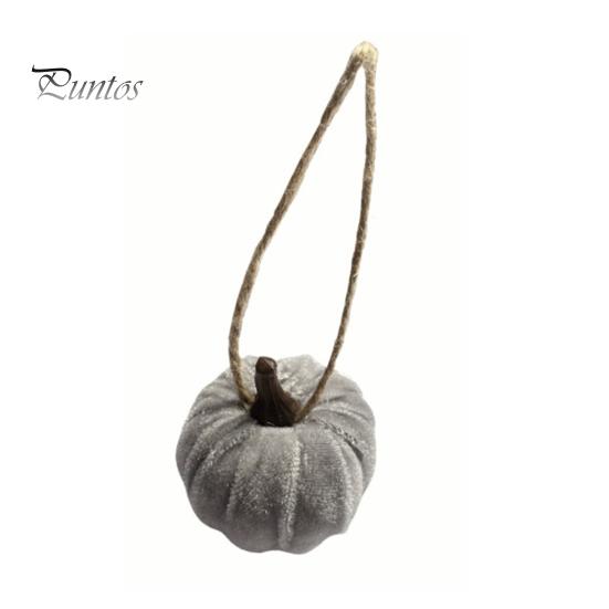 Retro Autumn Home Decorations Velvet Pumpkin Hanging Decor, Fall Harvest Ornaments with Decorative Pumpkins Hemp Rope Jute Rope, Thanksgiving