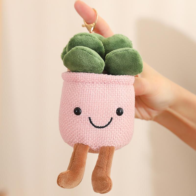 1pc Flowerpot Plush Flower Pendant Cute Key Ring Keychain Rose Tulip Anthurium Succulent Plant Stuffed Fashion Accessory Gift