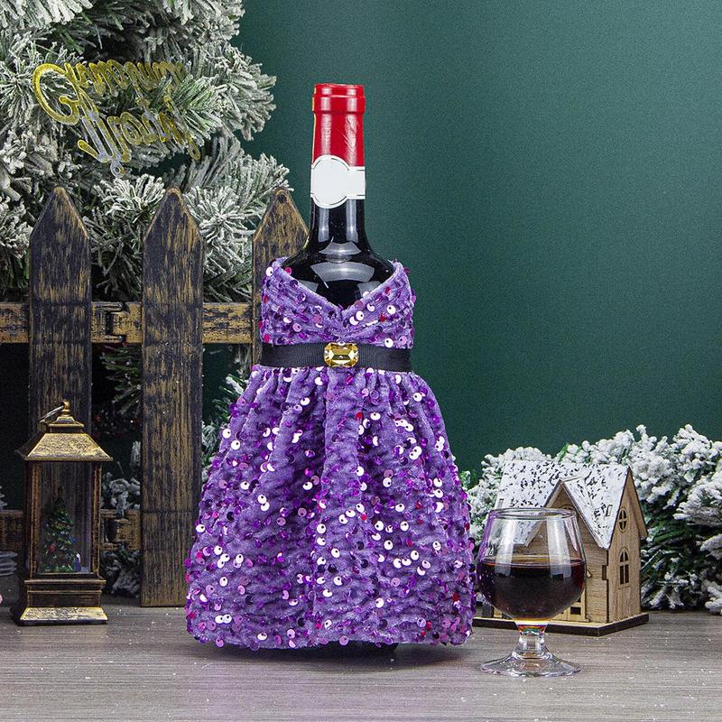 Copribottiglia di Vino di Natale Paillettes Maniche per Bottiglia di Champagne Vestito per Bottiglia di Vino per Natale Matrimoni Feste di Compleanno Forniture