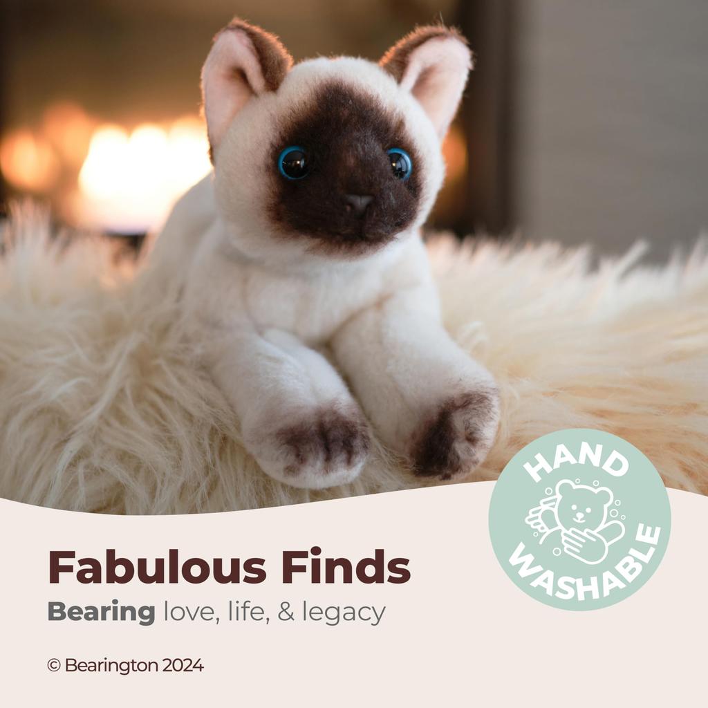 Bearington Lil' Cleo Siamese Cat Plush Toy with Ultra-Soft Long Fur - Birthday, Anniversary, Valentine's Day Gift for Animal Lovers and Cat Owners