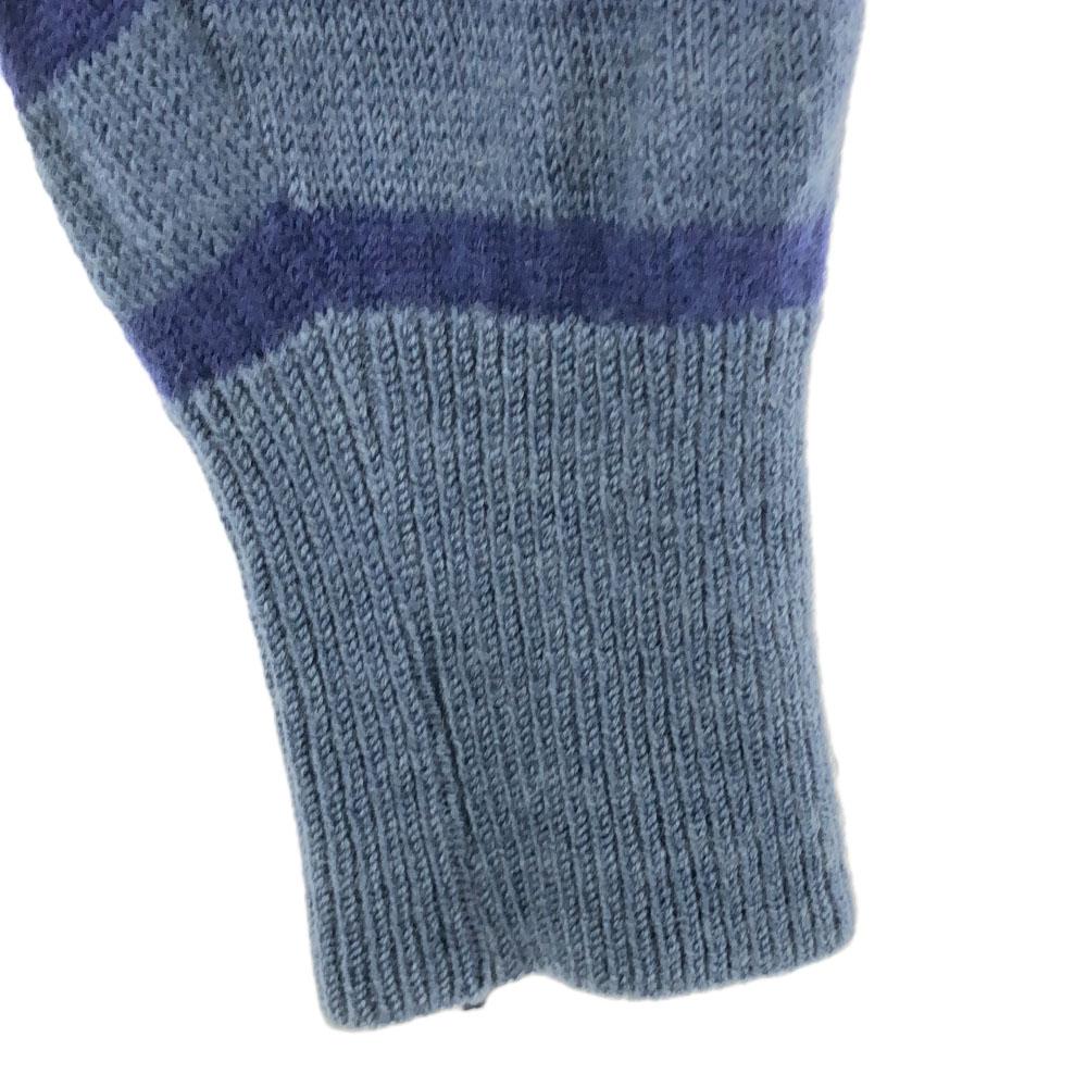 BLUE BLUE Made in Japan 100% wool border Long sleeve sweater 3 Blue knit Men's Used
