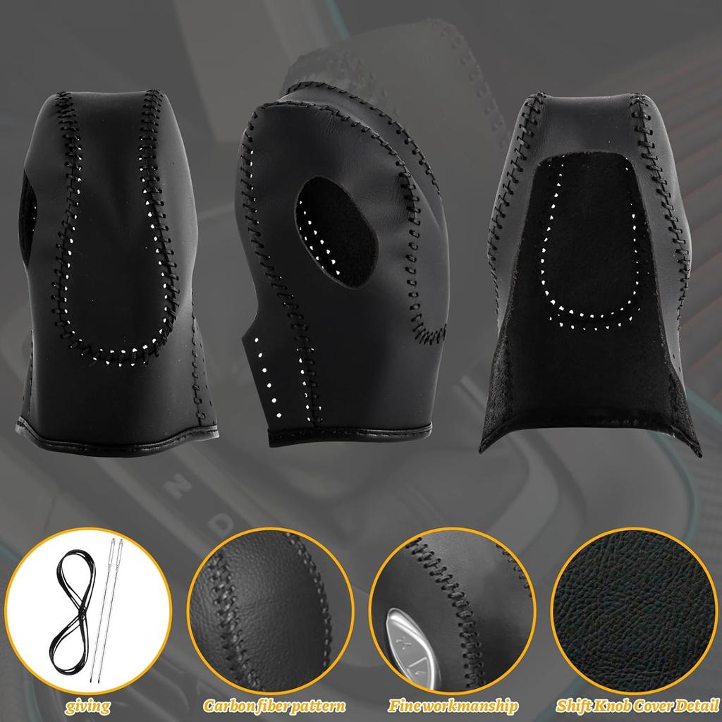 Car Gear Shift Cover Leather for Ford Fusion/Escape/Edge/Focus/Fiesta/Transit/EcoSport/C-Max Automatic Gear Shift Knob Cover Protector Trim Vehicle