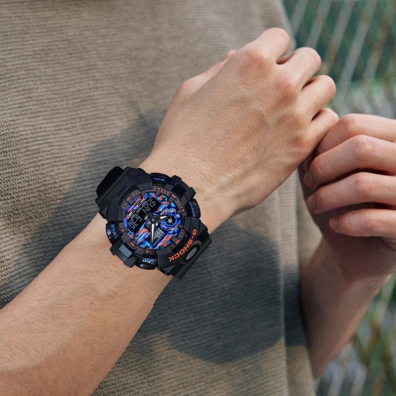 Casio CASIOG-SHOCK City Battle theme series, night battle, neon trendy street camouflage, quartz movement, resin strap, Japanese and GA-700CT-1APR