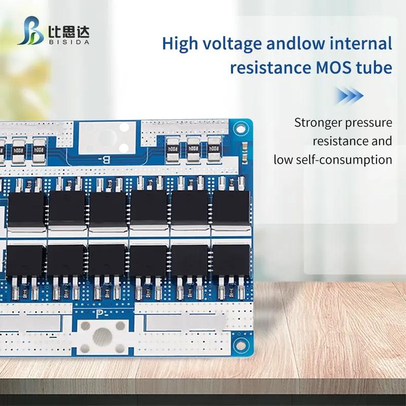 16S BMS 60V 20A/30A/50A/100A Lithium PCB Protection Board with Balance Wire and NTC, Common Port, Ten Protection Functions