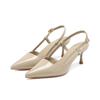 1-Baotou Empty Sandals Women's Summer New One-word Pointed Head Stiletto High Heels Design Sense Niche