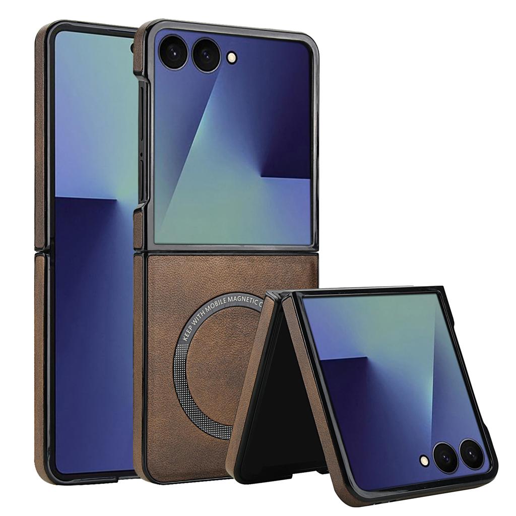 Magnetic Protective Wireless Charging Leather Phone Case for Samsung Galaxy Z Flip7 Flip6 Z Flip 6 5 4 3 Flip7 FE Cover