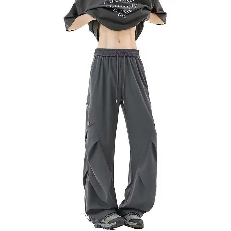 Casual Charge Pants Men's American Paratrooper Design Folded Thin Loose Straight Trend High Street Tooling Quick-Drying Pants